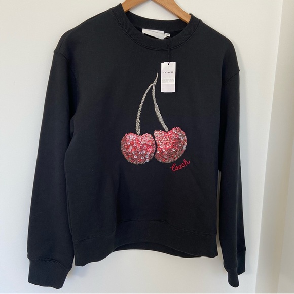 Coach Black Sweater with Sequin Cherry Design - Picture 1 of 7